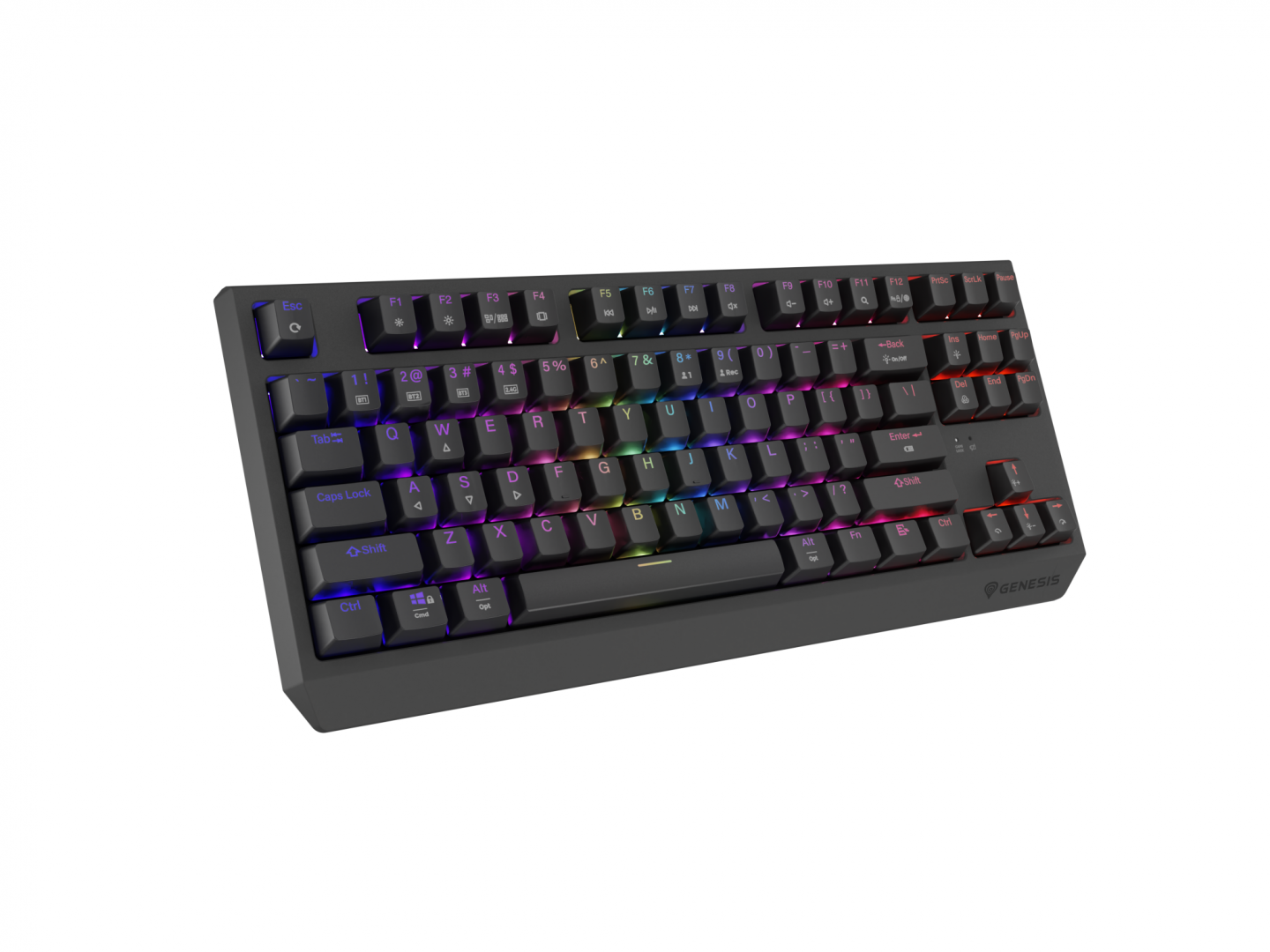 Tastatura gaming mecanica wireless Genesis Thor 230 TKL, iluminare RGB, swtich-uri Red, 87 taste, 11 butoane multimedia, negru