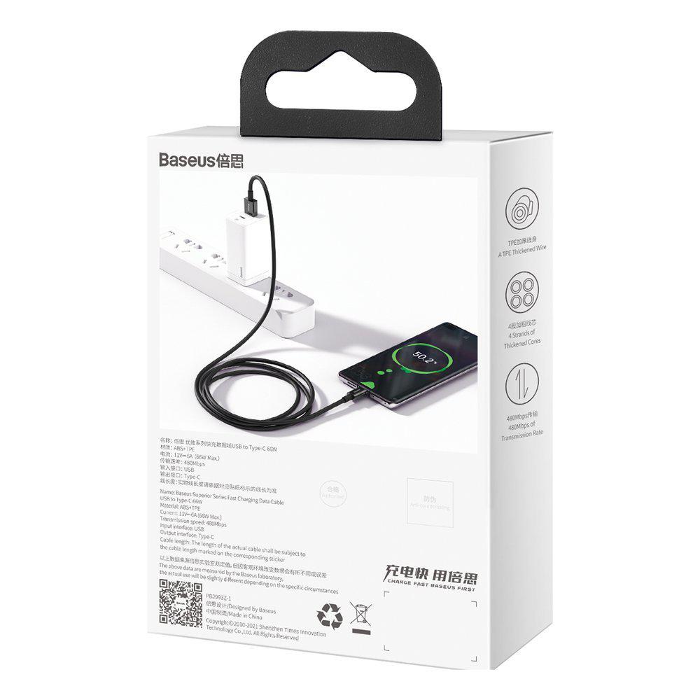 Cablu Baseus Type-C 66W, 1m, negru